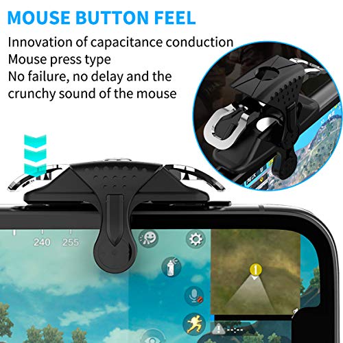 Newseego PUBG Controladores de Juegos Móviles, [Respuesta más Rápida] Gatillos de Juegos para Móvil Controladores Sensibles Apunta y Dispara Trigger Keys L1R1 Joysticks para PUBG/Knives out, Negro