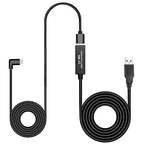 NEWZEROL 1 Set Cable de Datos USB Estable Total de 8M/26Ft para Oculus Quest/Quest 2 Link, Cable de extensión (5M) con Chip Amplificador de relé y Cable USB 3.2 Gen 1 de Tipo A a C (3M) (Solo Cable)