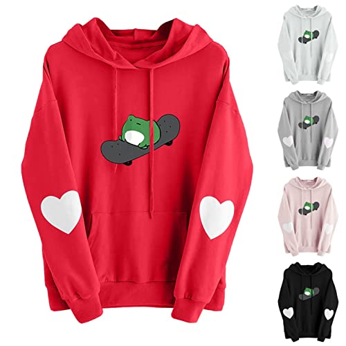 NHNKB Sudadera con capucha para mujer con diseño de rana, Negro , XL