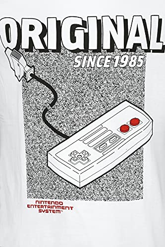 Nintendo NES Entertainment System - Original Hombre Camiseta Blanco XL, 100% algodón, Regular