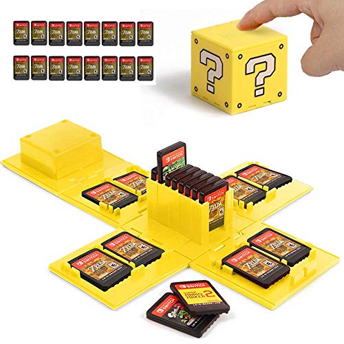 Nintendo Switch Game Card Case - Funda para Nintendo Switch Games con 16 ranuras (bloque de preguntas, color amarillo)