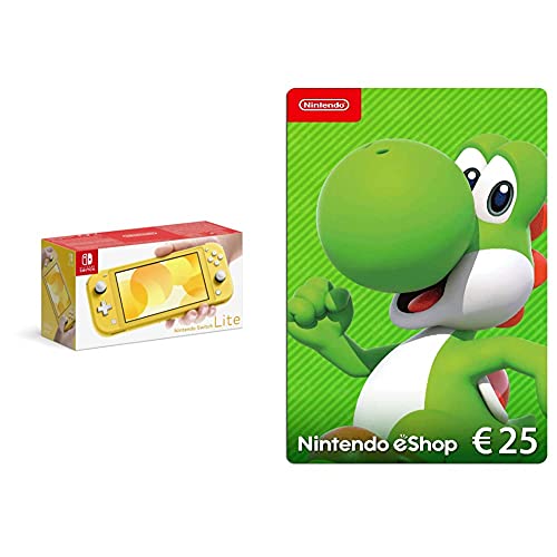 Nintendo Switch Lite - Consola Amarillo + Nintendo eShop Tarjeta de Regalo 25€ (Código de Descarga)