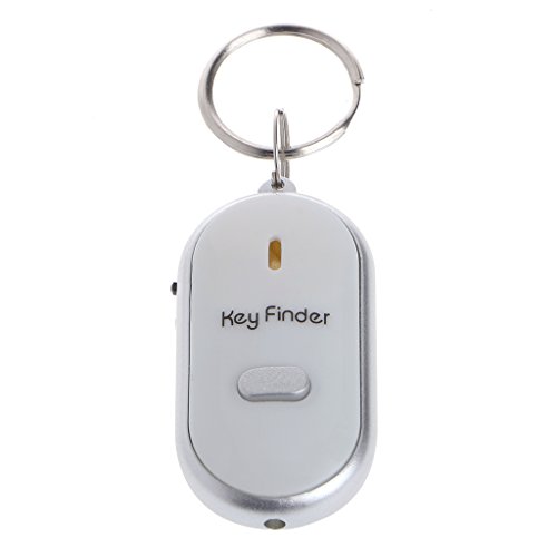 niumanery White LED Key Finder Locator Find Lost Keys Chain Keychain Whistle Sound Control