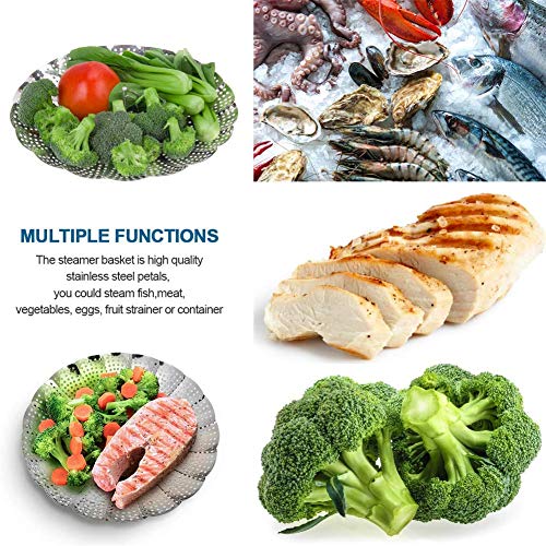 NOBRAND Steamer Cesta Plegabl,Cesta Vaporera Plegable de Acero Inoxidable,Acero Inoxidable Vegetal Vaporizador Comida Vaporizador de Alimentos, (Acero Inoxidable sin níquel, 30 cm)
