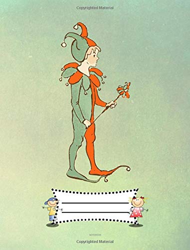 Notebook: Boy in a Green and Red Medieval Jester Costume with Hat, Composition Wide Ruled 7.5 x 9.25 inches, 110 pages, back to school writing pad for ... teachers (Gift, School, Office Supply)