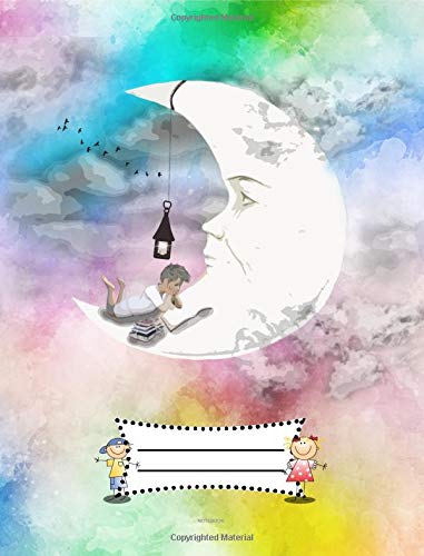 Notebook: Moon and A Boy’s Dream, Abstract Background Design, Composition Wide Ruled 7.5 x 9.25 inches, 110 pages, back to school writing pad for ... (Gift, School, Office Supply, Writing Books)