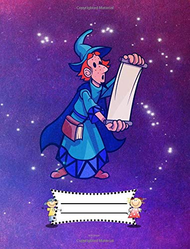 Notebook: Wizard Holding A Map with Blue Clothes and Orange Hair, Composition Wide Ruled 7.5 x 9.25 inches, 110 pages, back to school writing pad for ... (Gift, School, Office Supply, Writing Books)