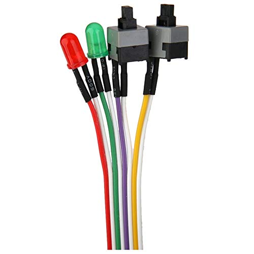 N/U ATX - Cable de alimentación para placa base de ordenador (2 luces LED de encendido/apagado, con reinicio)