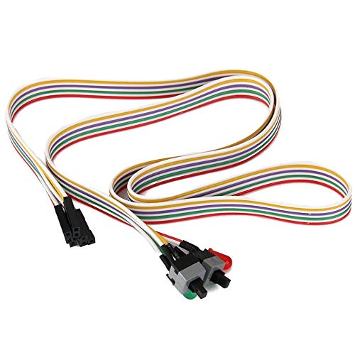 N/U ATX - Cable de alimentación para placa base de ordenador (2 luces LED de encendido/apagado, con reinicio)