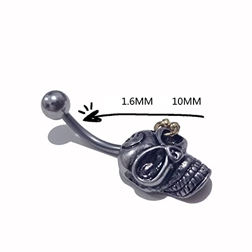 nunca te rindas Tendencia Diablo Series Head Head Wearing Cine Claves Puede Agitar El Ombligo Nail Naavel Anillo Moda Piercing Joyería(Color:A（Pack of 2）)