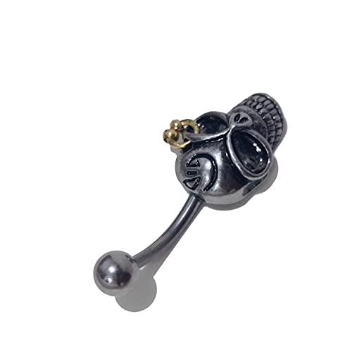 nunca te rindas Tendencia Diablo Series Head Head Wearing Cine Claves Puede Agitar El Ombligo Nail Naavel Anillo Moda Piercing Joyería(Color:A（Pack of 2）)