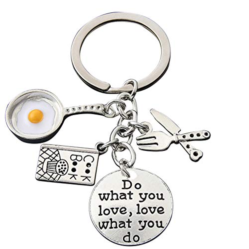 NUOBESTY 2 Piezas de Cocina Llavero Huevo Frito Libro de Cocina Grabado Etiqueta Colgante Llavero Graduación Llavero Regalo para Cocinero Chef Panadero