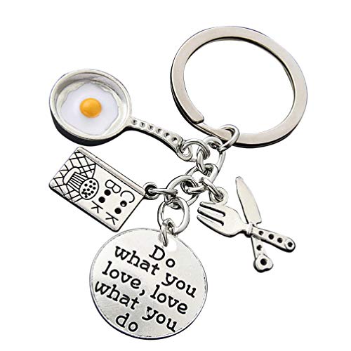 NUOBESTY 2 Piezas de Cocina Llavero Huevo Frito Libro de Cocina Grabado Etiqueta Colgante Llavero Graduación Llavero Regalo para Cocinero Chef Panadero