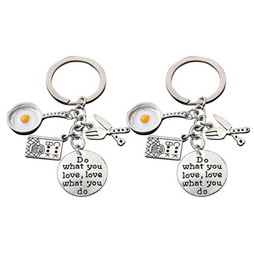 NUOBESTY 2 Piezas de Cocina Llavero Huevo Frito Libro de Cocina Grabado Etiqueta Colgante Llavero Graduación Llavero Regalo para Cocinero Chef Panadero