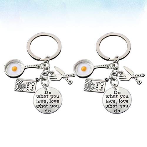 NUOBESTY 2 Piezas de Cocina Llavero Huevo Frito Libro de Cocina Grabado Etiqueta Colgante Llavero Graduación Llavero Regalo para Cocinero Chef Panadero