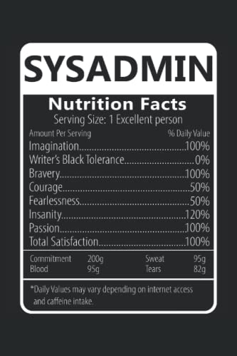 Nutrition Facts: Sysadmin: Cool Perfect Gift Idea ~ Small Lined Notebook (6'' X 9")