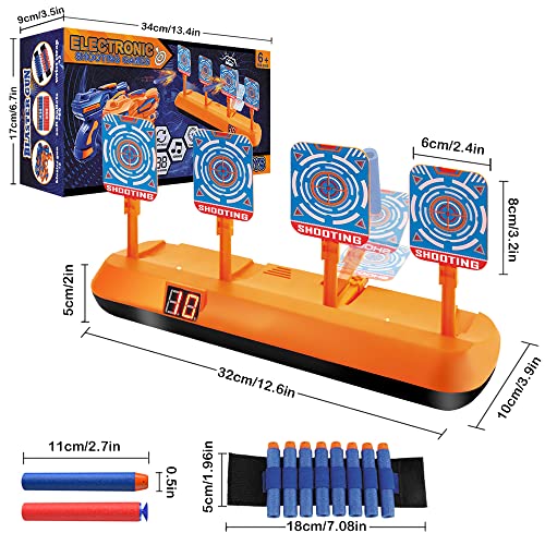 Objetivo de Tiro para Nerf, Diana Electrónico Digital con 1 Pistola de Flechas, 40 Dardos de Espuma, Rebote Automático & Puntuación & Sonido, Juego de Disparos Juguetes Chicos, Regalo Niño 6-12 Años