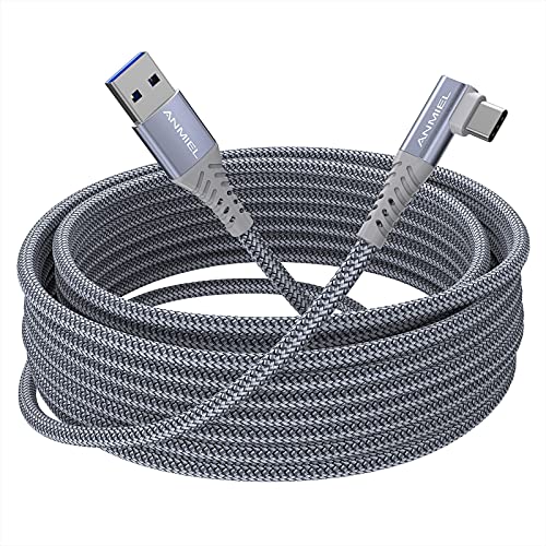 Oculus quest - Cable trenzado (2 cables, 5 m, USB 3.0, 5 Gbps, transferencia de datos de alta velocidad, USB A a tipo C, compatible con Oculus Quest/Quest 2 Link Steam VR
