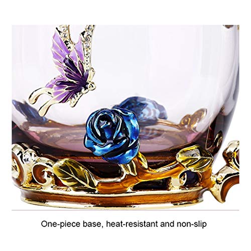 odefc Copa de Agua Creativa del Esmalte de la Taza de Agua de la Taza de té de Rosa de la Taza de té de la Taza de café Regalo de la casa (Color : Blue)