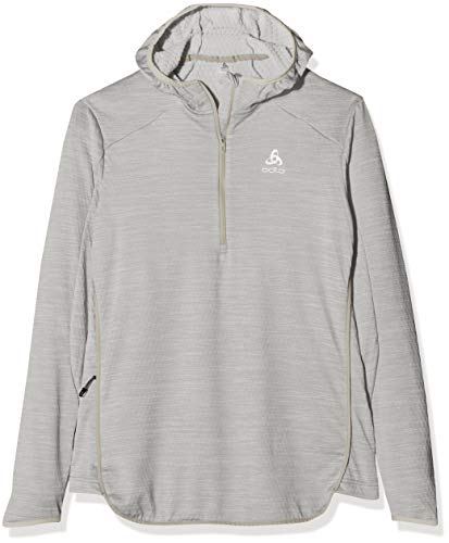 Odlo Hoody Midlayer 1/2 Zip Steam Sudadera, Mujer, Gris (Melange), L