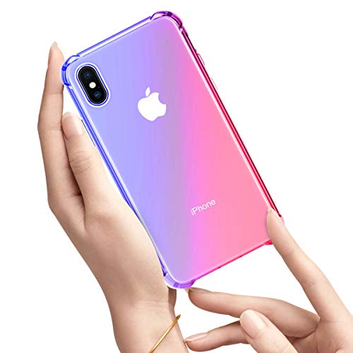 Oihxse Cristal Case - Compatible con Motorola Moto G8 Play Funda, Ultra-Delgado Silicona TPU Suave Airbag Gradiente de Color Carcasa Elegante Moda Lindo Protectora Cubierta (Rosa Azul)