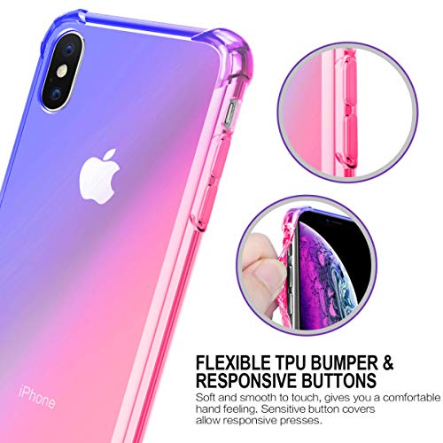 Oihxse Cristal Case - Compatible con Motorola Moto G8 Play Funda, Ultra-Delgado Silicona TPU Suave Airbag Gradiente de Color Carcasa Elegante Moda Lindo Protectora Cubierta (Rosa Azul)