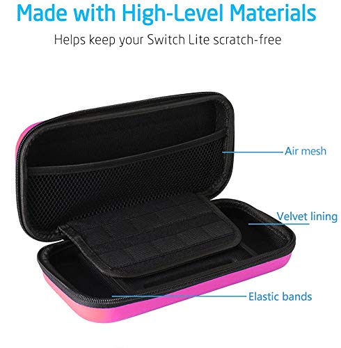 Oihxse Funda para Nintendo Switch, Estuche Portátil Dura Proteger Consola Nintendo Switch, Juegos, Joy-con y Carcasa Ajustable Transporte 10 Cartuchos de Juegos (Rosa)