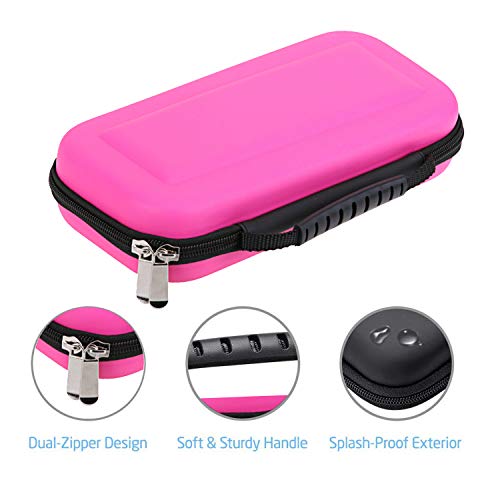 Oihxse Funda para Nintendo Switch, Estuche Portátil Dura Proteger Consola Nintendo Switch, Juegos, Joy-con y Carcasa Ajustable Transporte 10 Cartuchos de Juegos (Rosa)