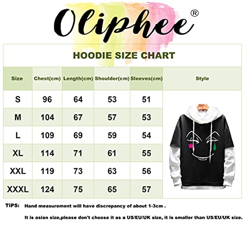 OLIPHEE H X H Anime Sudadera con Capucha Falso Dos Piezas Hunter X Hunter Mujer Hombre Top Suelto Fake Two-Piece P-L