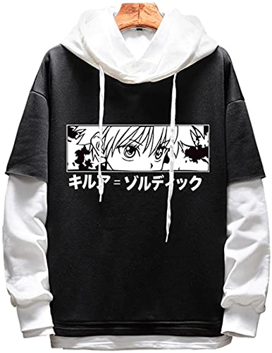OLIPHEE H X H Anime Sudadera con Capucha Falso Dos Piezas Hunter X Hunter Mujer Hombre Top Suelto Fake Two-Piece P-L