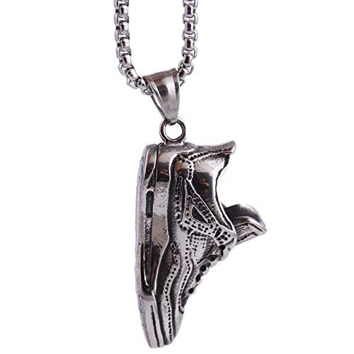 Onefeart Titanio Colgante Collar para Hombres Niño Personalidad Estilo Zapatos Cumpleaños Regalo 60CM Plata