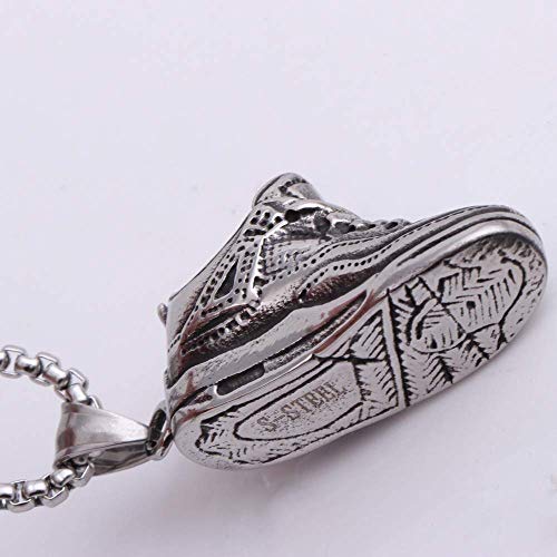 Onefeart Titanio Colgante Collar para Hombres Niño Personalidad Estilo Zapatos Cumpleaños Regalo 60CM Plata