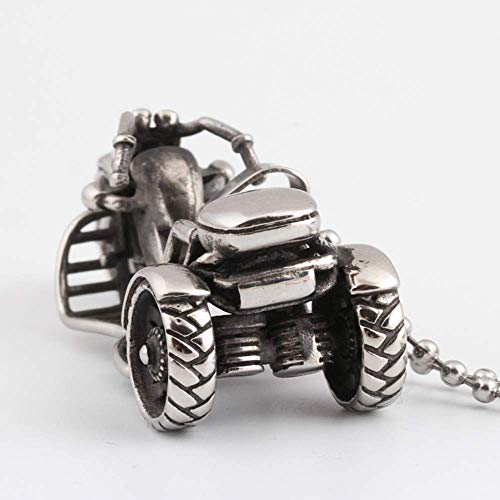 Onefeart Titanio Colgante Collar para Hombres Niño Único Estilo Motorcycle Forma Diseño 60CM Plata Anti Fade