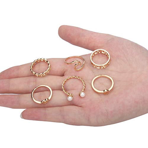 ONESING - Juego de 25 anillos apilables para nudillos, estilo boho vintage, apilables, para mujeres, niñas, anillos dorados, anillos de ajuste cómodo, paquetes de anillos de dedo para juntas