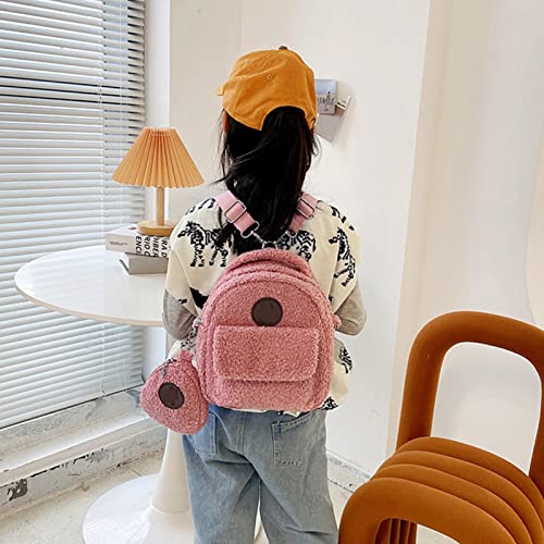 Opfree Mini Plush Backpack,Faux Fur Mini Backpack,Adjustable Strap Backpack,Casual Daily Use Backpack,Lightweight Bear Pattern Crossbody Bag with Coin Purse (white)