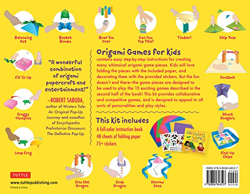 Origami Games for Kids Kit: Action Packed Games and Paper Folding Fun! [Origami Kit with Book, 48 Papers, 75 Stickers, 15 Exciting Games, ... Game Pieces + 15 Exciting Games