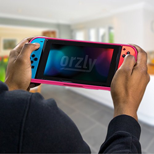 Orzly Funda Comfort Grip Case para la Nintendo Switch – Carcasa Protectora con puños de Mano Rellenos Integrados para la Parte Posterior de la Consola Nintendo Switch en su Modo Gamepad - Rosa