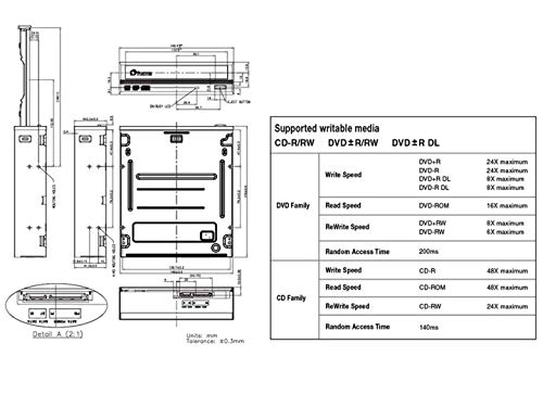 OSGEAR Escritorio PC interno DVDRW SATA 24x DVD 56x CD ROM incorporado DVD unidad óptica dispositivo bandeja de carga lector grabador soporte Windows XP 7 8 10