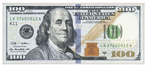 Ottomanson Nueva Rugs Cien Dólar ($100) Bill Impresión Nueva Benjamin Antideslizante área Alfombra, 22 "x 53, Multi Color