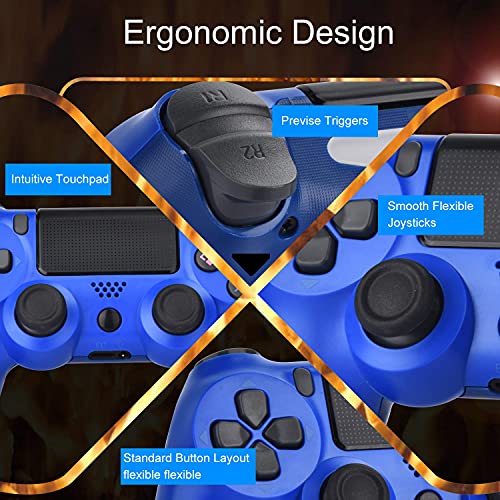 OUBANG Juego Mando para PS4, Controlador inalámbrico para Playstation 4 con Joystick de Juego de Doble vibración, Azul (Wave Azul)