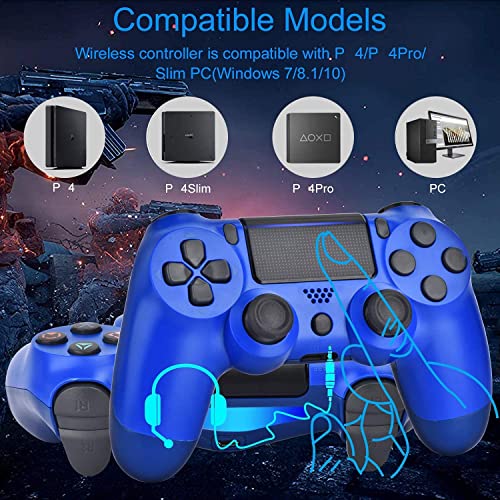 OUBANG Juego Mando para PS4, Controlador inalámbrico para Playstation 4 con Joystick de Juego de Doble vibración, Azul (Wave Azul)