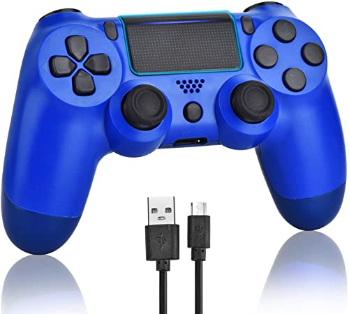 OUBANG Juego Mando para PS4, Controlador inalámbrico para Playstation 4 con Joystick de Juego de Doble vibración, Azul (Wave Azul)