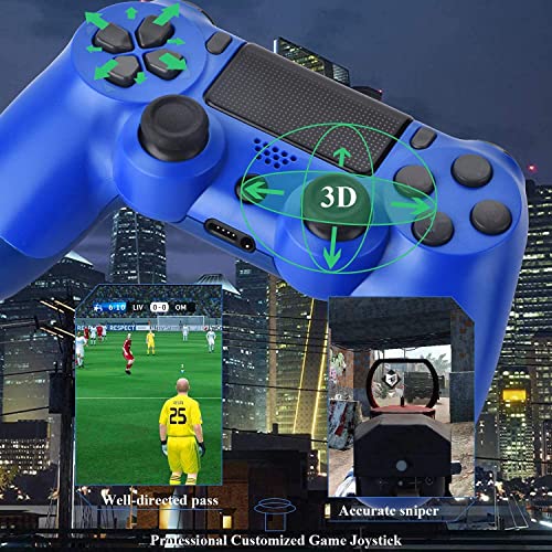 OUBANG Juego Mando para PS4, Controlador inalámbrico para Playstation 4 con Joystick de Juego de Doble vibración, Azul (Wave Azul)