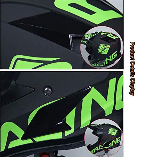 OUYA Adulto Casco de Motocross con Gafas Protectoras, Cascos de Cross de Motos Deportivas Off-Road Downhill Dirt Bike Enduro Casco ATV MTB BMX Quad Cascos de Motocicleta, Mate Negro Verde,S