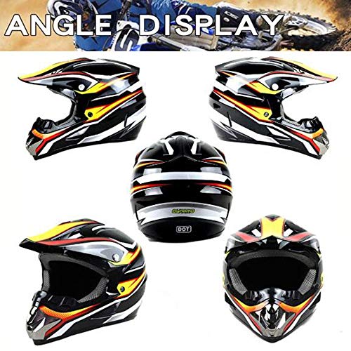 OUYA Casco de Motocross - 4 Estaciones Casco de Cross con Gafas Máscara Guantes, Niños Niñas Motos Deportivas Off-Road Enduro Racing Downhill Casco ATV MTB BMX Quad Casco de Motocicleta,S