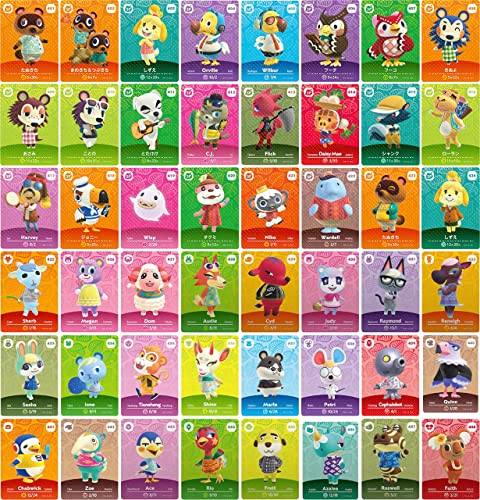 Pack 48 Tarjetas Amiibo Animal Crossing Serie 5, NFC Tarjetas para Animal Crossing New Horizons Amiibo Tarjetas para Switch/Switch OLED/Wii U/New 3DS