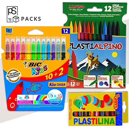 Pack Manualidades - PS-BASICS CRAFTS (PLUS) - Kit de material para Manualidades: Cartulinas, Goma EVA, Pegamento, Cola, Tijeras. Productos de Papeleria al Mejor Precio