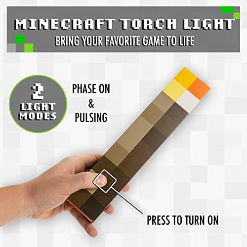 Paladone Luz de la antorcha de Minecraft 2 modos de luz 2 modos de uso funciona con pilas