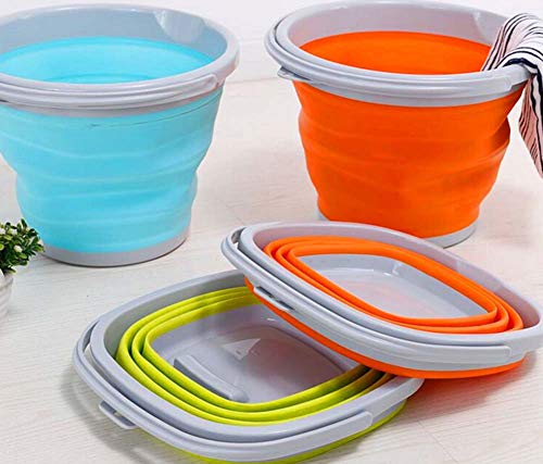 Panda Legends Cucharón para Lavado de Autos de 10 L para el Aire Libre, Pesca, Barril portátil, Cubo Plegable, Azul