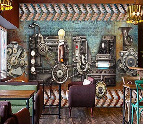 Papel tapiz 3D papel tapiz de ladrillo Retro steam engine do old gear estilo industrial wallpaper personalidad theme restaurant bar mural living room bedroom wallpaper-Mural 3D_Los 300 * 210cm